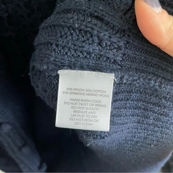 White + Warren Navy Bobble Stitch Open Front Cardigan XS - Picture 4 of 5